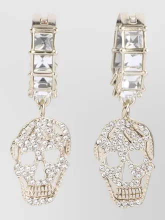Alexander McQueen pav&egrave; skull hoop earrings cubic zirconia