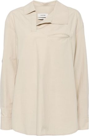 System asymmetric neck blouse - women - Cotton - 36 - Neutrals