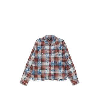Purple Bleached-effect Check-pattern Shirt