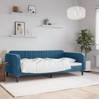 vidaXL Sof&aacute; Cama Sin Colch&oacute;n Terciopelo Azul 100x200 Cm Vidaxl