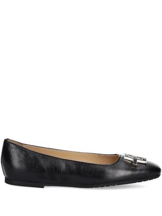 Baldinini leather ballerina shoes - women - Leather/Leather/Rubber - 40 - Black