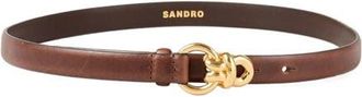 Sandro Slim leather belt in Brown at Nordstrom, Size Medium