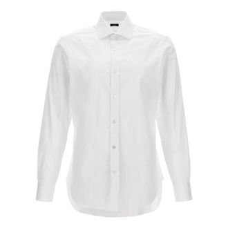 Barba Stretch Poplin Overhemd - Heren - Zakelijke Overhemden - Wit - 5XL - Katoen - Overhemden