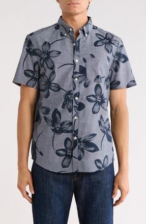 Original Penguin Chambray Flower Button-Down Shirt in Dark Sapphire at Nordstrom Rack, Size Xx-Large
