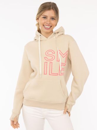 Zwillingsherz Hoodie ZWILLINGSHERZ Alissa 2.0, Damen, Gr. XXL, beige, Sweatware, Obermaterial: 50% Baumwolle, 50% Polyester, bedruckt, unifarben, h&uuml;ftbedeckend, ohn