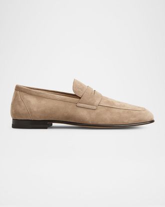 Tod's Mens Mocassino Suede Penny Loafers