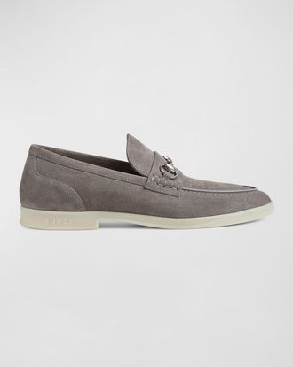 Gucci Mens Konrad Suede Bit Loafers