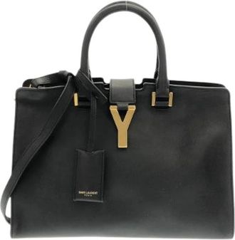Saint Laurent Pre-owned Handbags, female, Black, Size: ONE SIZE Pre-owned Y Line Mini Calf Leather Handbag