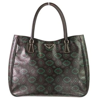 Prada Black Brown Green Tote Bag (Pre-Owned)