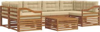vidaXL Conjunto De Sof&aacute;s De Exterior 7 Uds. Natural Y Beige Vidaxl
