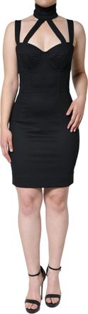 Dolce & Gabbana Hoge Hals Bodycon Jurk Mouwloze Jurk