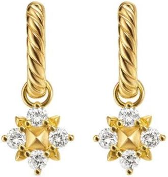 David Yurman Orecchini pendenti Petite Modern Renaissance Pyramid in oro giallo 18kt con diamanti (18,8mm)