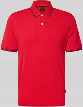 Bugatti Regular Fit Poloshirt mit Logo-Stitching in Rot, Gr&ouml;&szlig;e XXXL