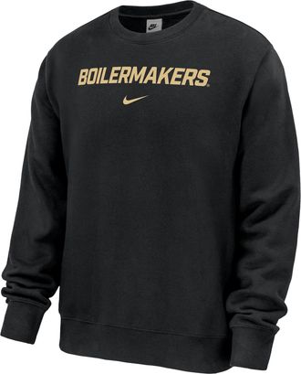 Nike Purdue Boilermakers Club Fleece Nike Mens NCAA Pullover Crew-Neck Sweatshirt in Black | M33234P826PURU-BLK