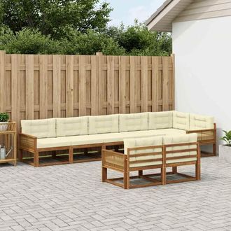 vidaXL Vidaxl Set Di Divani Da Esterno 8 Pz Naturale E Crema