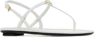 Prada Womens White Leather Thong Sandals Bianco Sandali