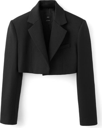 Mango x Kaia Gerber Wool Crop Blazer in Black at Nordstrom, Size X-Small