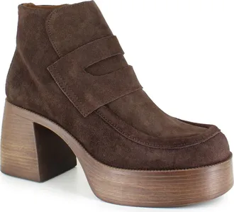 Candie's Bertina Water Resistant Platform Bootie in Brown Suede at Nordstrom, Size 10Us