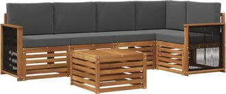 vidaXL Conjunto De Sof&aacute;s De Exterior 6 Uds. Natural Y Antracita Vidaxl