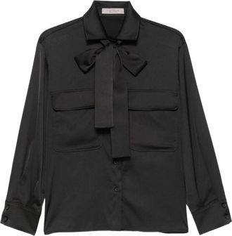D.exterior Satin Strik Blouse - Dames - Blouses - Zwart - M - Satijn - Overhemden