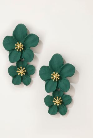 Fat Face FatFace Green Stament Floral Earrings