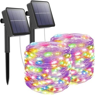 OEM [juego De Dos Piezas] Guirnalda De Luces Solares Para Exteriores, 12 Metros De Largo, 120 Led, Dise&ntilde;o Impermeable, 8 Modos De Iluminaci&oacute;n, Ideal Para 