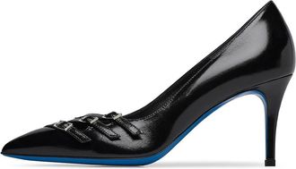 Loriblu Strapped D&eacute;collet&eacute; - Dames - Pumps - Zwart - 36 EU - Leer - Schoenen