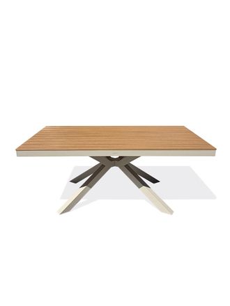 DCB Garden Mesa de jard&iacute;n de aluminio con aspecto de madera - gris topo