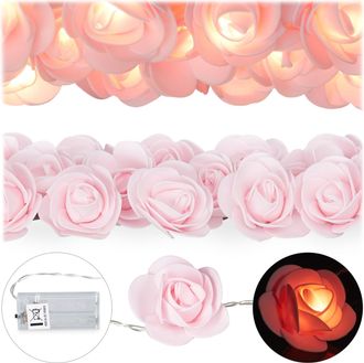 Relaxdays Relaxdays - 10 Guirnaldas De Flores Led, 20 Luces Led, Iluminaci&oacute;n De Bodas, Rosa
