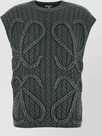 Loewe stretch wool oversized vest crew neck