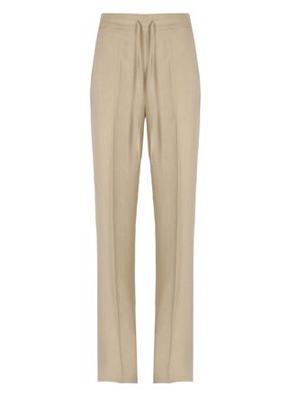 Antonelli Beige Selena Drawstring Linen-Blend Pants