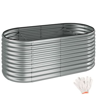 TecTake Huerto urbano elevado, acero galvanizado, ergon&oacute;mico, 1257 l, plateado
