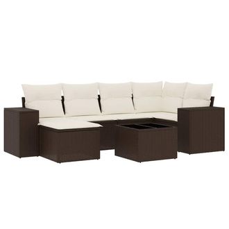 vidaXL Vidaxl - Set Divani Da Giardino 7 Pz Con Cuscini Marrone In Polyrattan