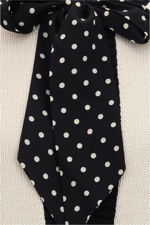 Valentino Womens Open Cardigan With Polka-Dot Bow, Birch-Black Cotton Birch/black Sweater