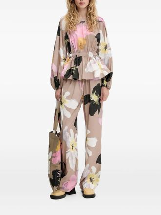 Stine Goya floral-print drawstring trousers - Neutrals