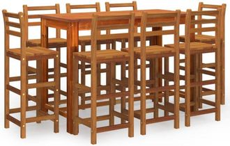 vidaXL Juego Muebles De Bar Para Jard&iacute;n 9 Pzas Madera Maciza De Acacia Vidaxl