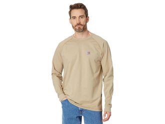 Carhartt Work in Progress Flame-Resistant (FR) Force Long Sleeve T-Shirt Mens T Shirt Khaki : 2XL (Reg), Spandex/Jersey/Cotton