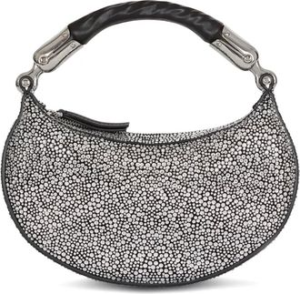 Balmain Ebene su&egrave;de mini-shopper met kristallen - Zilver