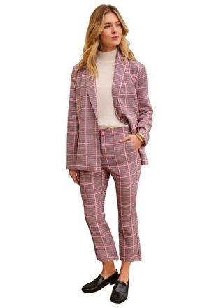 Jessica London Bi-Stretch Shaped Blazer in Rose Check Houndstooth at Nordstrom, Size 28