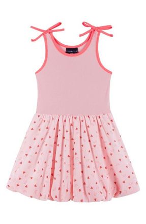 Andy & Evan Kids Bubble Mixed Media Dress in Pink at Nordstrom, Size 2Y
