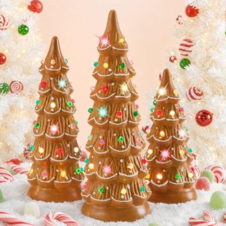 Best Choice Products Set of 3 Pre-Lit Hand-Painted Ceramic Tabletop Christmas Trees