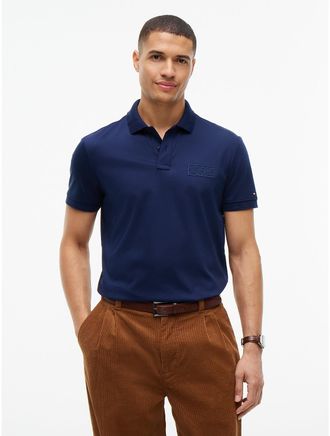 Tommy Hilfiger Mens Regular Fit Tonal Logo Interlock Polo - Carbon Navy - XXL