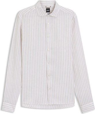 BOSS Regular-fit shirt in striped linen