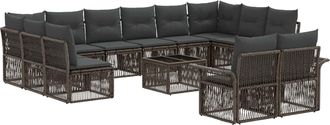 vidaXL Conjunto De Sof&aacute;s De Jard&iacute;n 13 Uds. Gris Rat&aacute;n Sint&eacute;tico Vidaxl