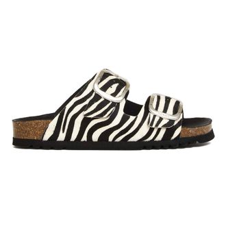Scholl Sliders, female, Multicolor, Size: 10 US Ciabatta doppia fascia cavallino zebrato