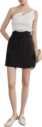 Fangyán Soleil One-Shoulder Cutout Cotton Top In White