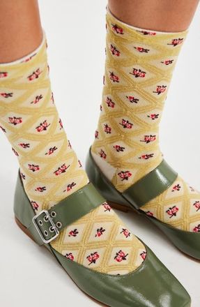 Free People Floral Jacquard Socks in Yellow at Nordstrom