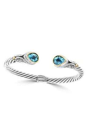 Effy Sterling Silver & 18K Gold Blue Topaz Twisted Bangle Bracelet at Nordstrom Rack