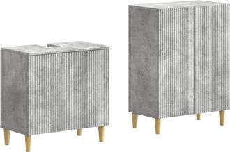 vidaXL Juego De Gabinete De Ba&ntilde;o De 2 Piezas Arnhem Gris Hormig&oacute;n Vidaxl