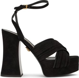 Moschino Sandaal met hak en plateau - Dames - Sandalen met hakken - Zwart - 36 EU - Leer - Schoenen